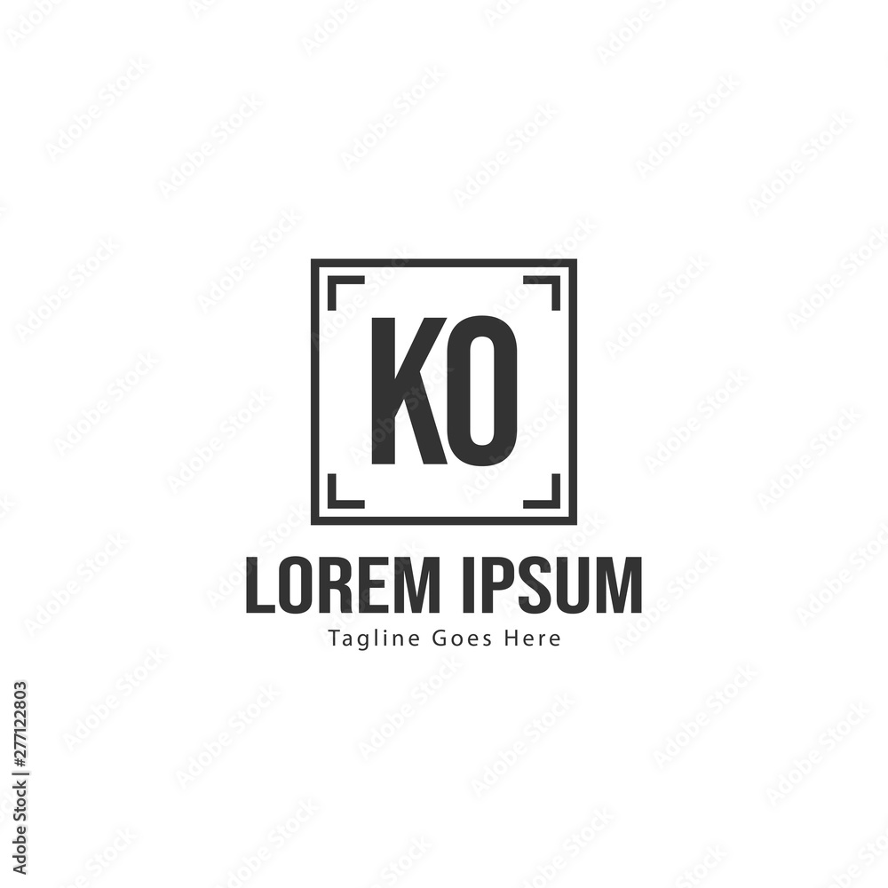 Initial KO logo template with modern frame. Minimalist KO letter logo vector illustration Initial KO logo template with modern frame. Minimalist KO letter logo vector illustration