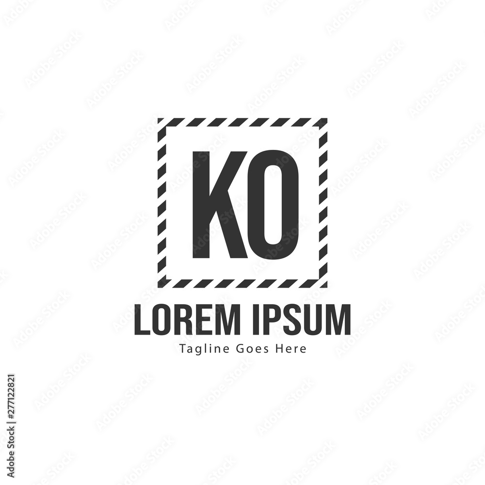 Fototapeta premium Initial KO logo template with modern frame. Minimalist KO letter logo vector illustration