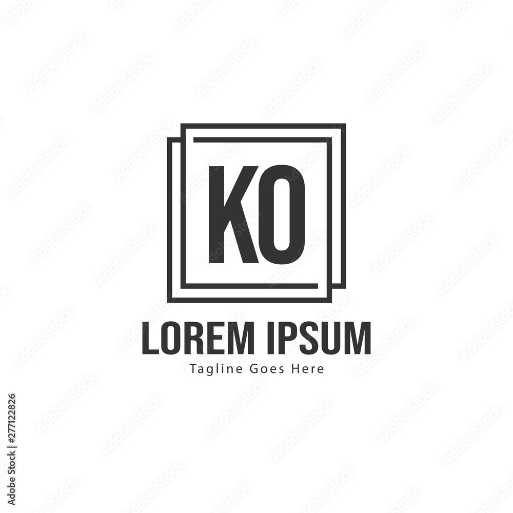 Initial KO logo template with modern frame. Minimalist KO letter logo vector illustration Initial KO logo template with modern frame. Minimalist KO letter logo vector illustration