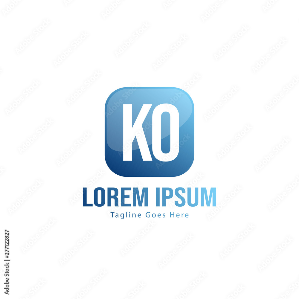 Initial KO logo template with modern frame. Minimalist KO letter logo vector illustration