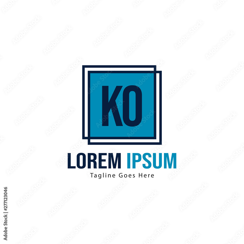 Initial KO logo template with modern frame. Minimalist KO letter logo vector illustration Initial KO logo template with modern frame. Minimalist KO letter logo vector illustration