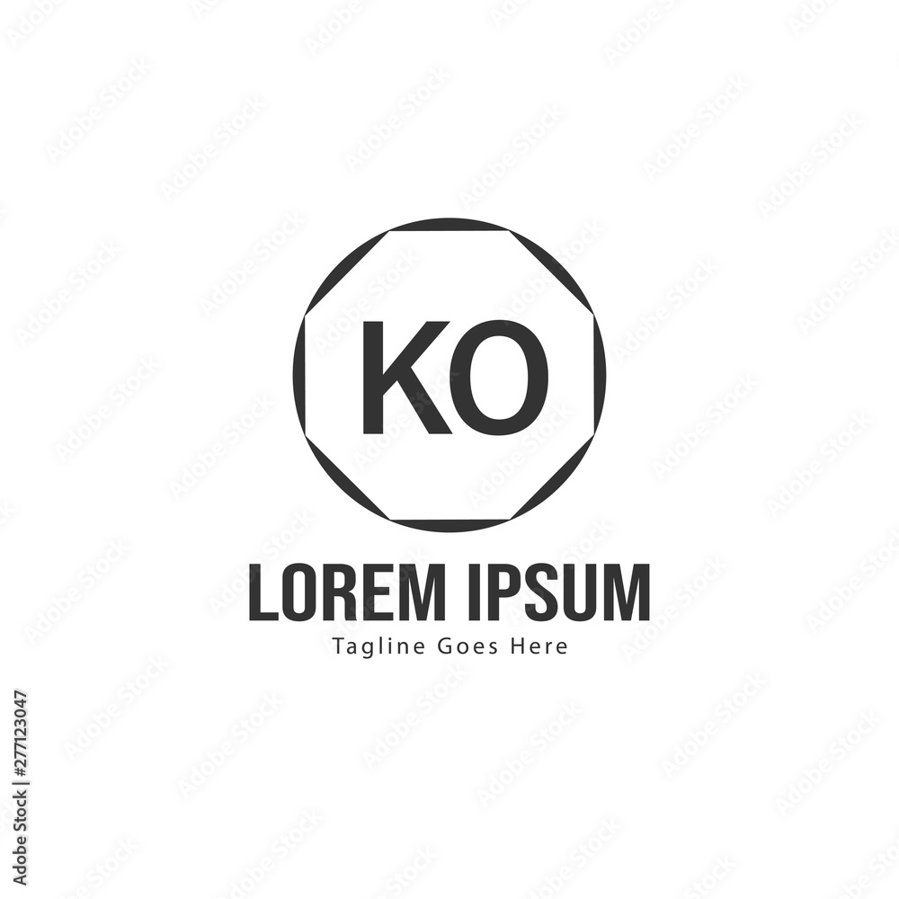 Initial KO logo template with modern frame. Minimalist KO letter logo vector illustration Initial KO logo template with modern frame. Minimalist KO letter logo vector illustration