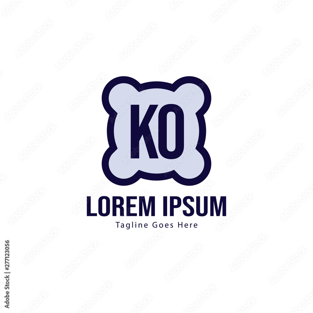Initial KO logo template with modern frame. Minimalist KO letter logo vector illustration Initial KO logo template with modern frame. Minimalist KO letter logo vector illustration