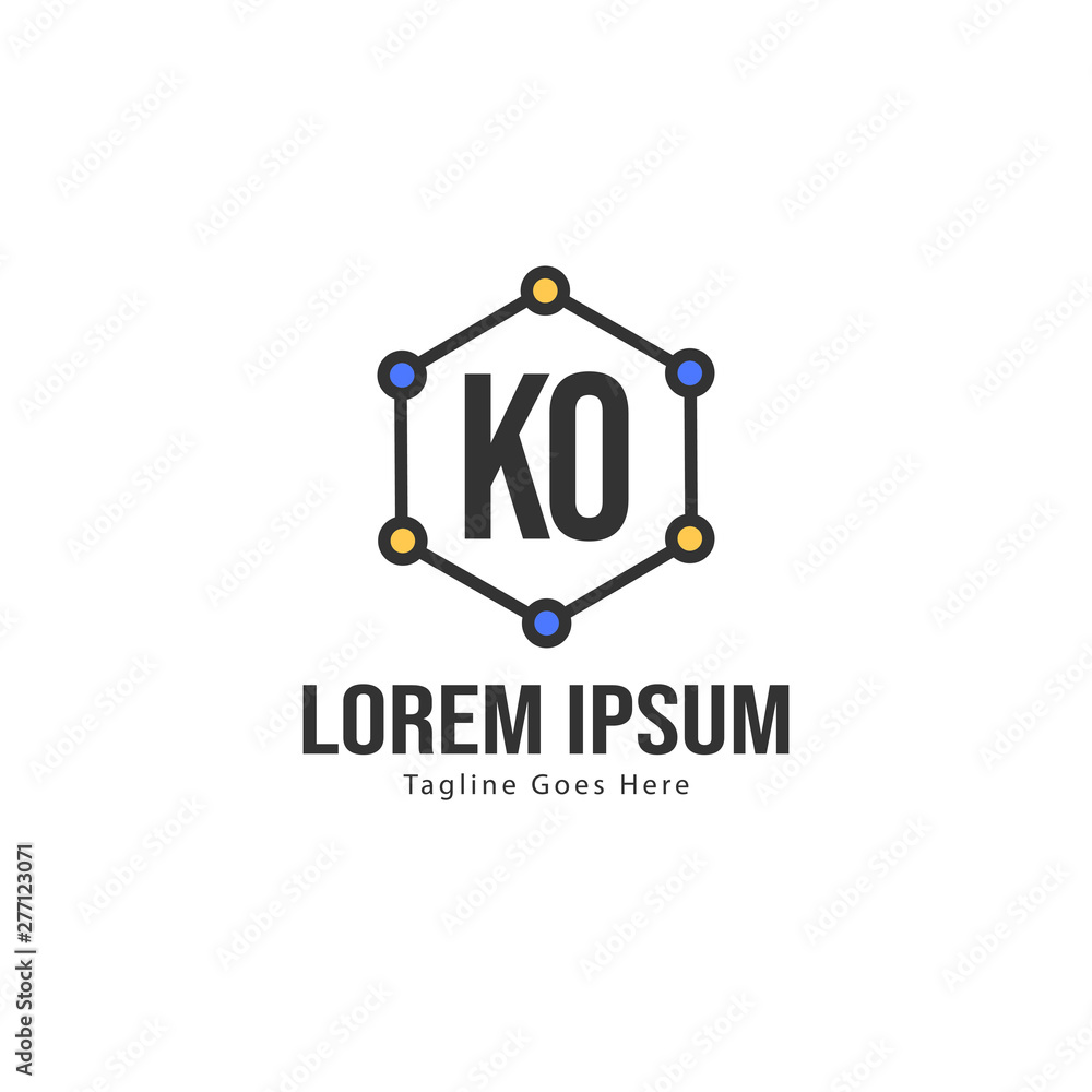 Initial KO logo template with modern frame. Minimalist KO letter logo vector illustration Initial KO logo template with modern frame. Minimalist KO letter logo vector illustration