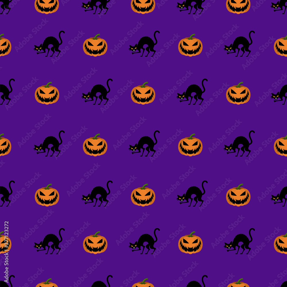 Fototapeta premium Seamless halloween background vector pattern