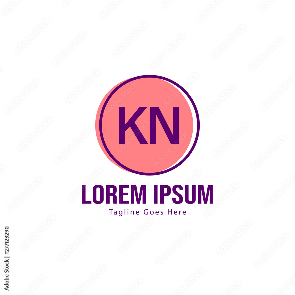 Initial KN logo template with modern frame. Minimalist KN letter logo vector illustration Initial KN logo template with modern frame. Minimalist KN letter logo vector illustration