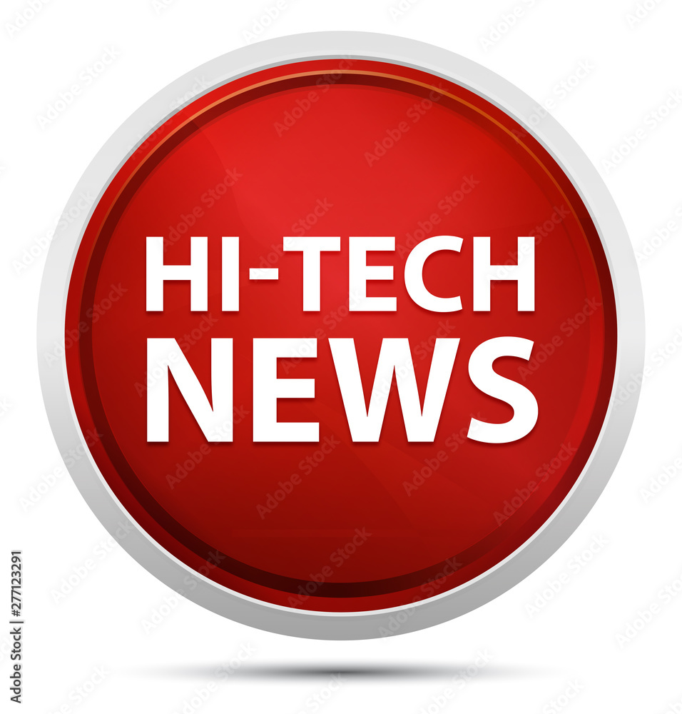 Hi-tech News Promo Red Round Button Hi-tech News Promo Red Round Button