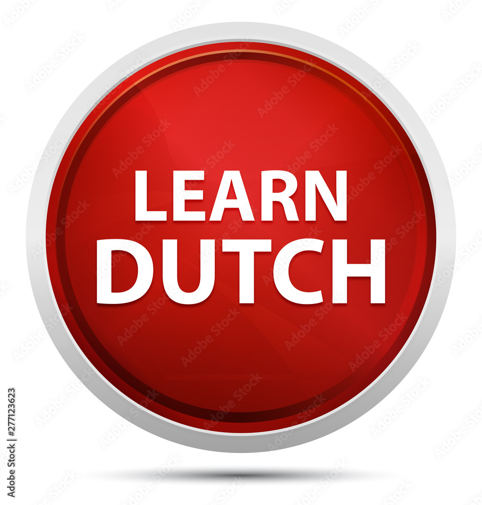 Learn Dutch Promo Red Round Button Learn Dutch Promo Red Round Button