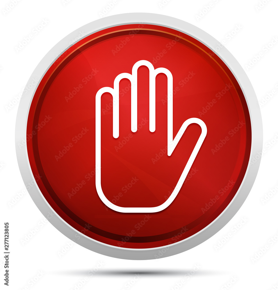 Stop hand icon Promo Red Round Button Stop hand icon Promo Red Round Button