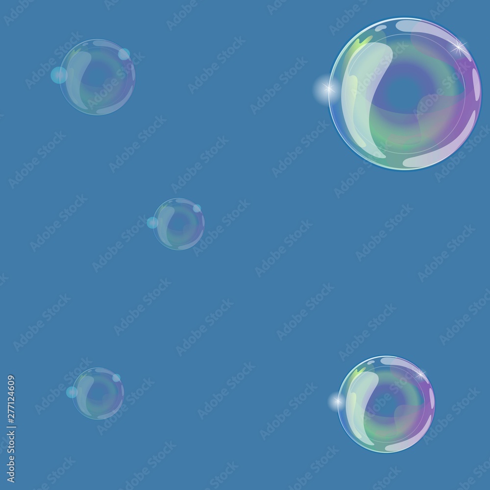 Soap bubbles on a blue background. Can be used as a seamless texture. Vector graphics. Soap bubbles on a blue background. Can be used as a seamless texture. Vector graphics.
