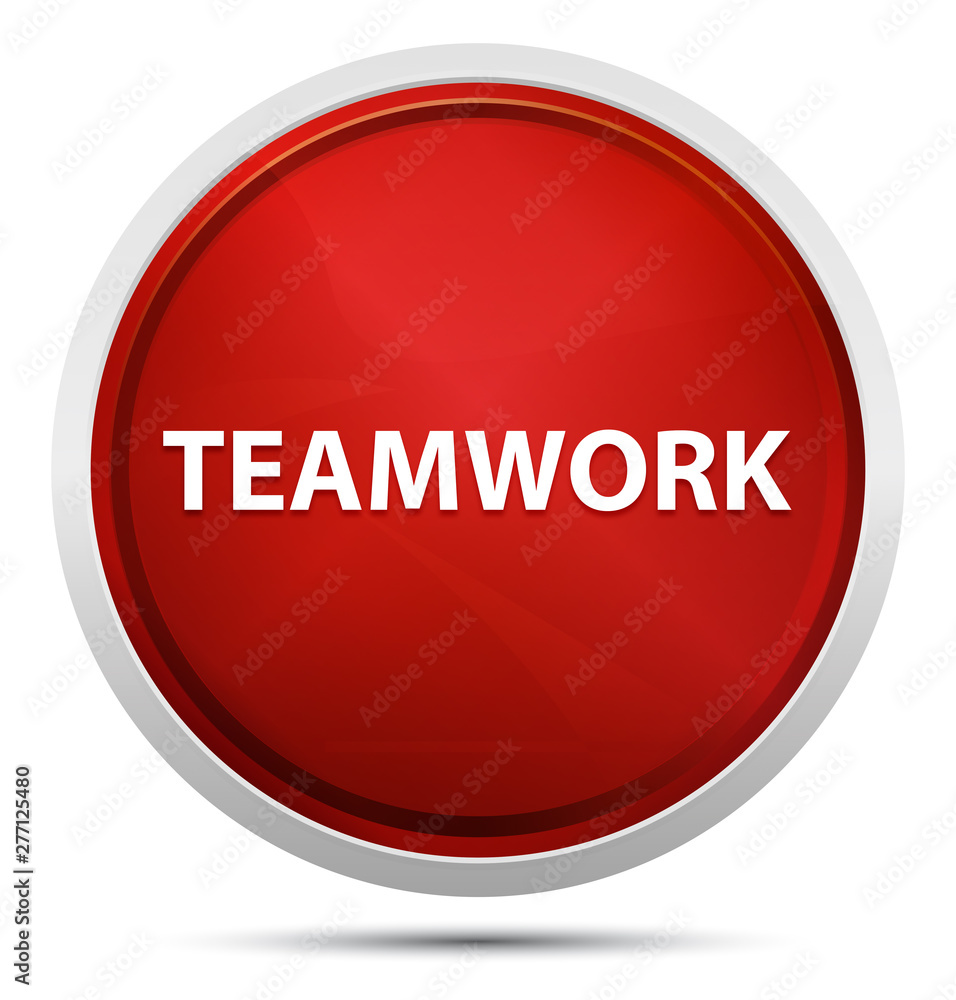 Teamwork Promo Red Round Button Teamwork Promo Red Round Button