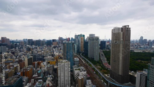 Tokyo city in Japan, timelapse of the cityscape from a high angle view. photo