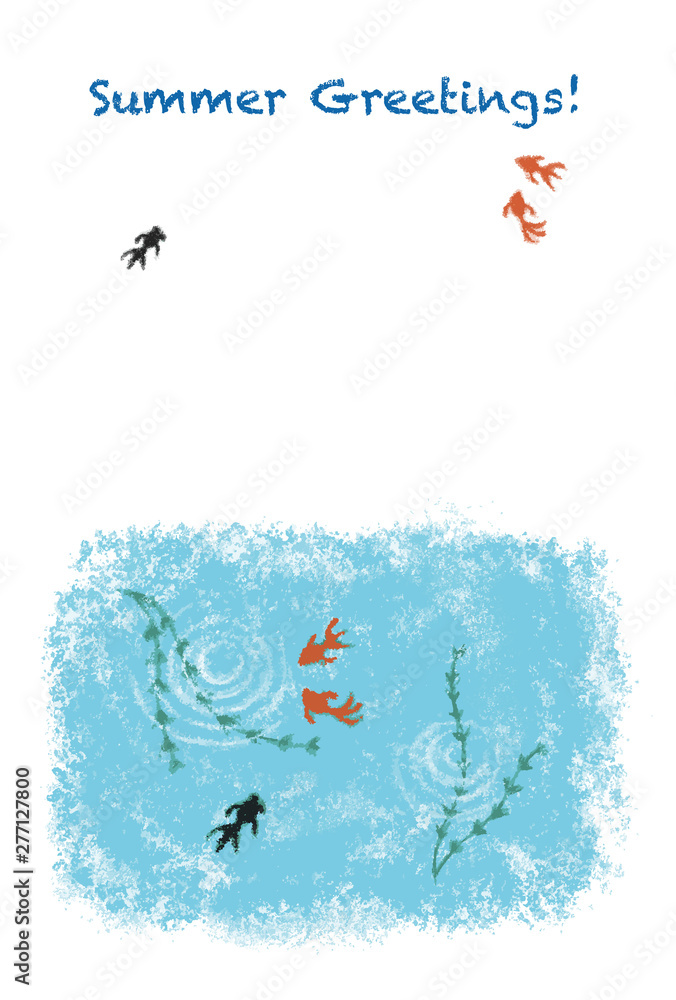 パステル画風金魚と水草の暑中見舞いイラスト Stock Vector Adobe Stock パステル画風金魚と水草の暑中見舞いイラスト Stock Vector Adobe Stock