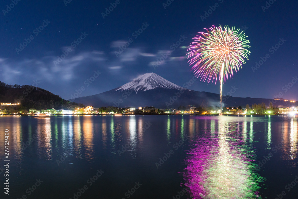 河口湖冬花火富士山stock Photo Adobe Stock