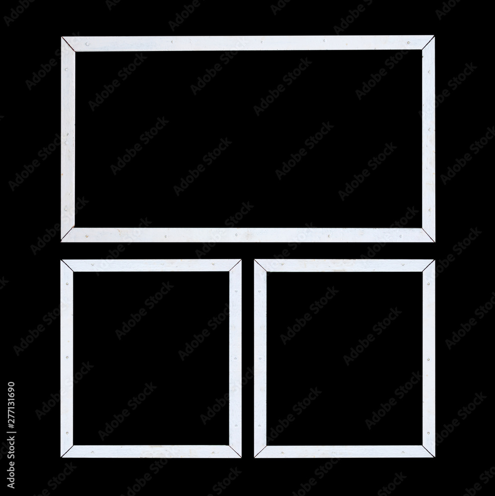 set of old wooden white frames isolared on black set of old wooden white frames isolared on black