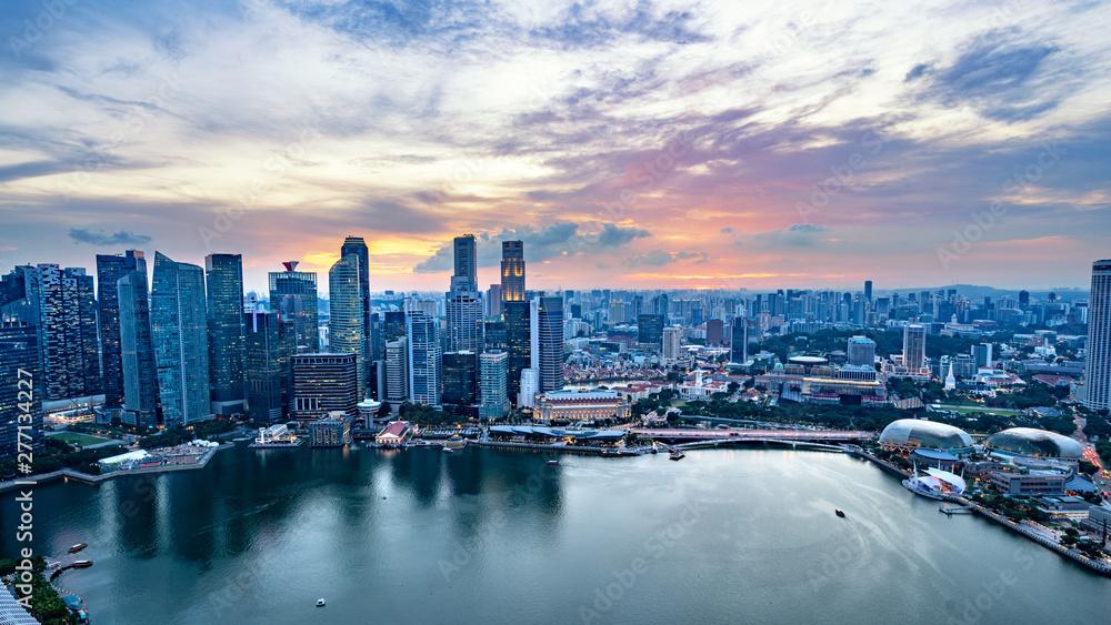 Obraz premium Singapur panoramę nocą