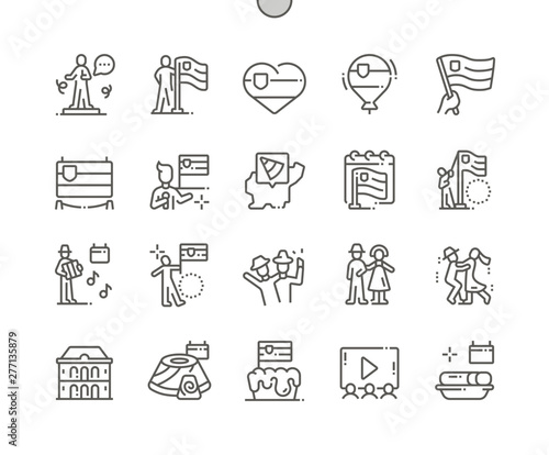 Slovenia Statehood Day Well-crafted Pixel Perfect Vector Thin Line Icons 30 2x Grid for Web Graphics and Apps. Simple Minimal Pictogram