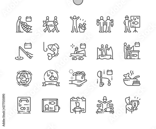 World Fisheries Day Well-crafted Pixel Perfect Vector Thin Line Icons 30 2x Grid for Web Graphics and Apps. Simple Minimal Pictogram
