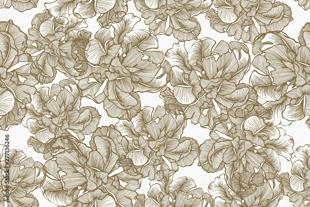 custom made wallpaper toronto digitalGolden tulips, seamless floral pattern. Hand-drawn, vector illustration.