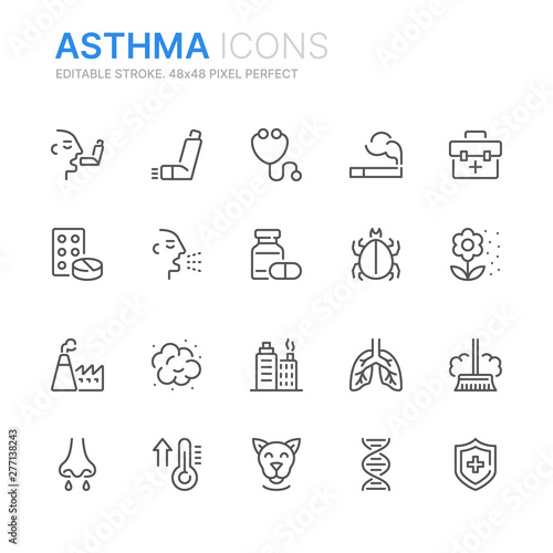 Collection of ashma related line icons. 48x48 Pixel Perfect. Editable stroke