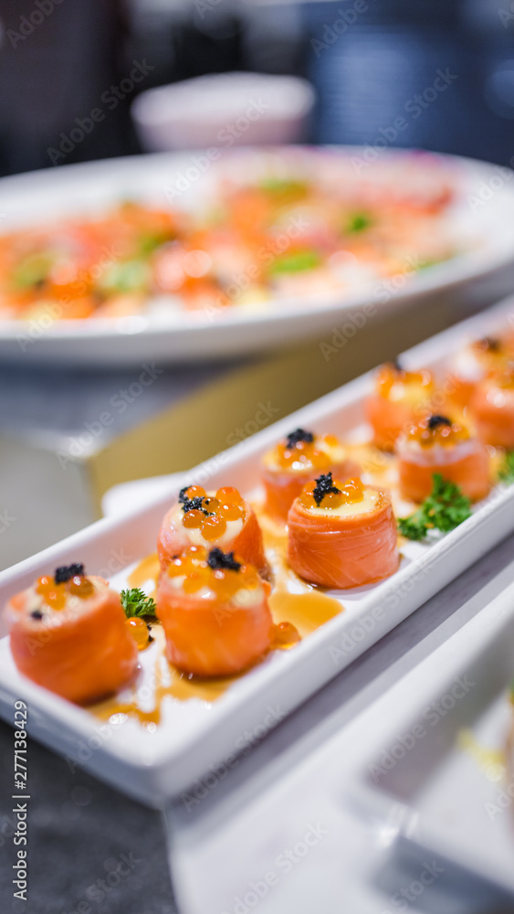 delicious sushi rolls set in a variety of japanese food delicious sushi rolls set in a variety of japanese food