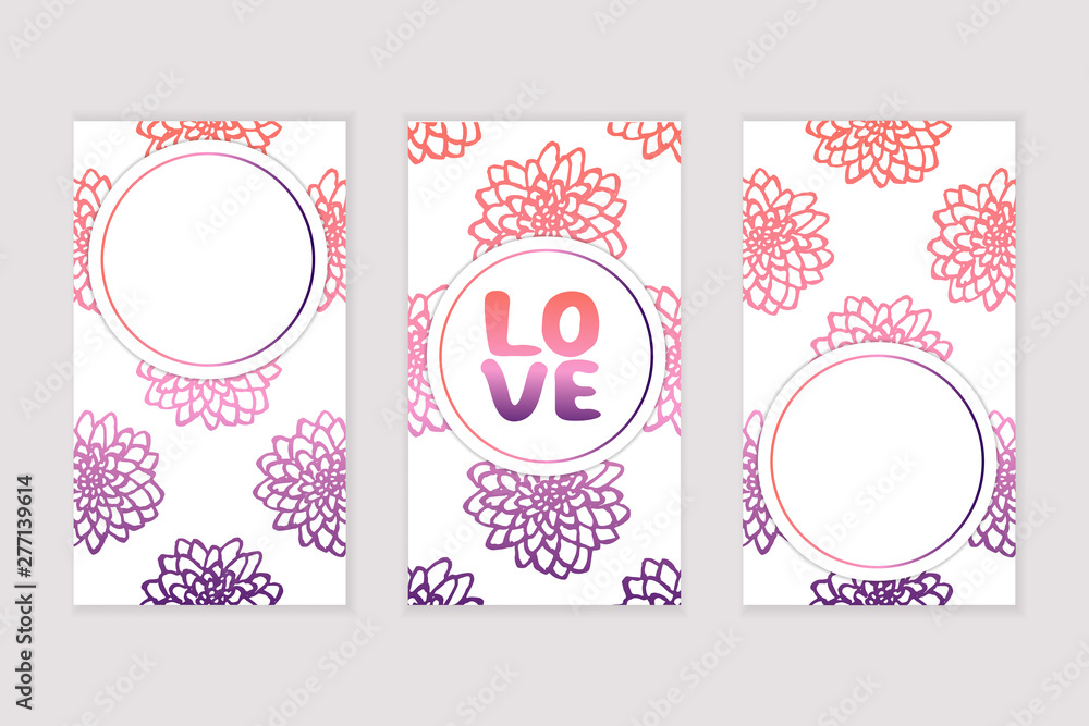Set of social media stories templates with floral background Set of social media stories templates with floral background