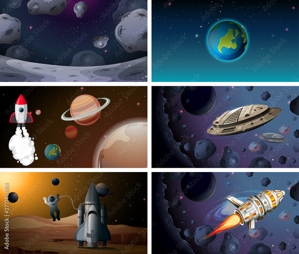 Naklejka premium Set of space background