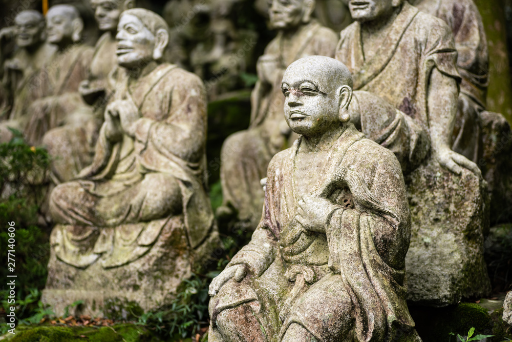 groups of buddhist arhat stone statue