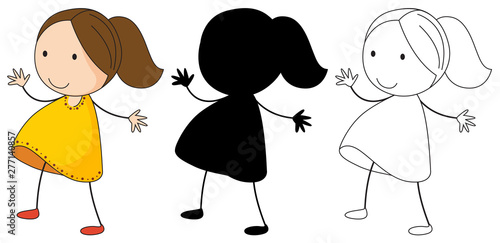 Set of happy girl character
