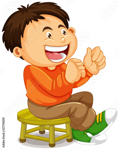 A boy sitting on the chair