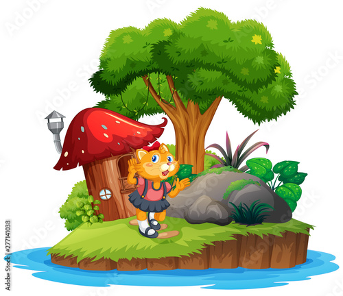 Cat girl on island