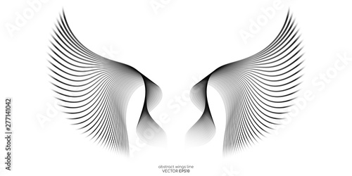 Abstract symmetry wings line isolated on white background. Vector illustration in concept of freedom.