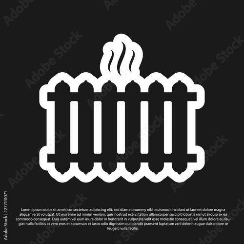 Black Heating radiator icon isolated on black background. Vector Illustration