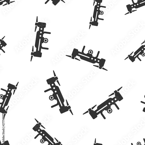 Drone quadrocopter icon seamless pattern background. Quadcopter camera vector illustration on white isolated background. Helicopter flight business concept.