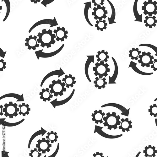 Operation project icon seamless pattern background. Gear process vector illustration on white isolated background. Technology produce business concept.