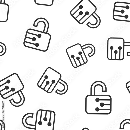 Cyber security icon seamless pattern background. Padlock locked vector illustration on white isolated background. Closed password business concept.