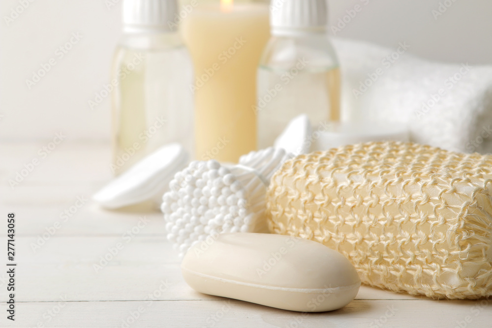 Personal hygiene products. Body care cosmetics. White bottles and vials on a light background. SPA. Relax. Personal hygiene products. Body care cosmetics. White bottles and vials on a light background. SPA. Relax.