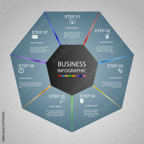 Business InfoGraphics, Geometry, Heptagon Design, Marketing presentation , section banner
