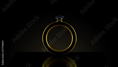 Engagement ring on black background