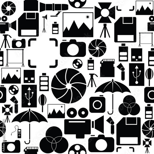photo equipment seamless pattern background icon.