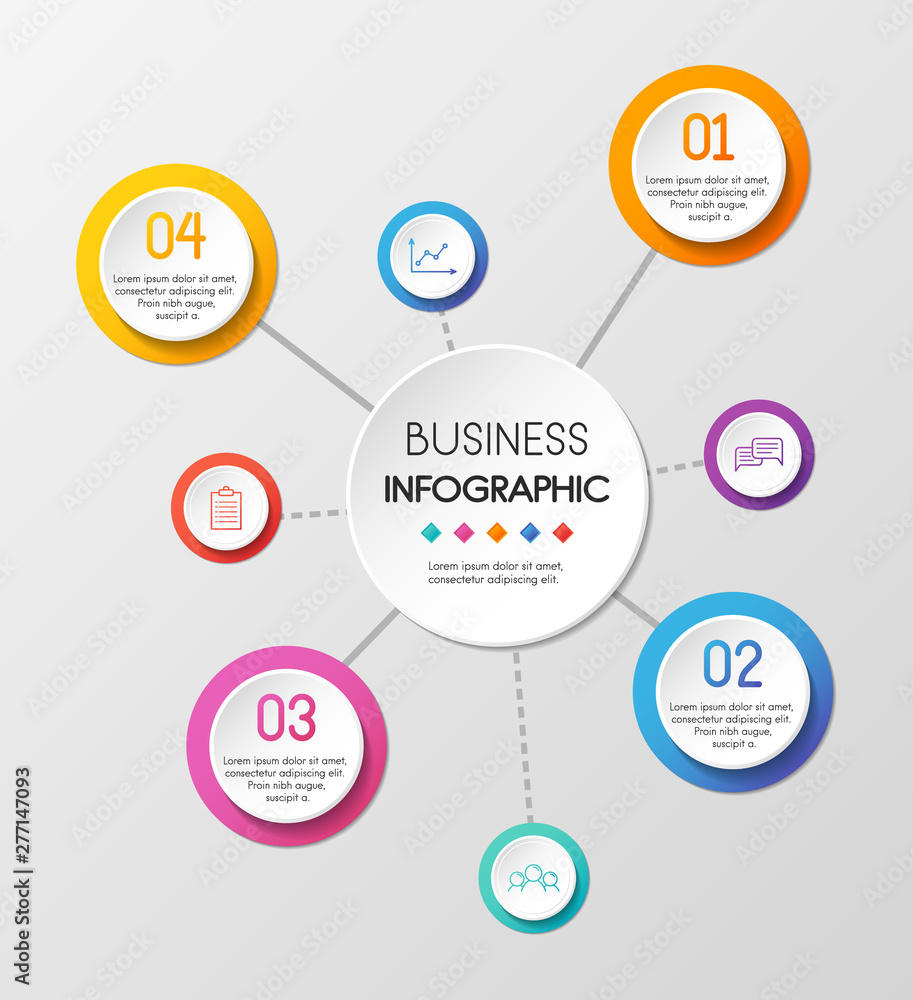 Business circle infographic with 4 steps. Vector