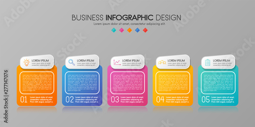 Business infograph with 5 steps. Vector
