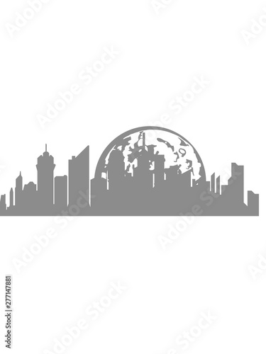 großstadt stadt city metropole silhouette hauptstadt gebäude hochhäuse wolkenkratzer untergang mond nacht leuchten himmel scheinen clipart design