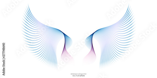Abstract symmetry bird wings line rainbow colorful isolated on white background. Vector illustration.