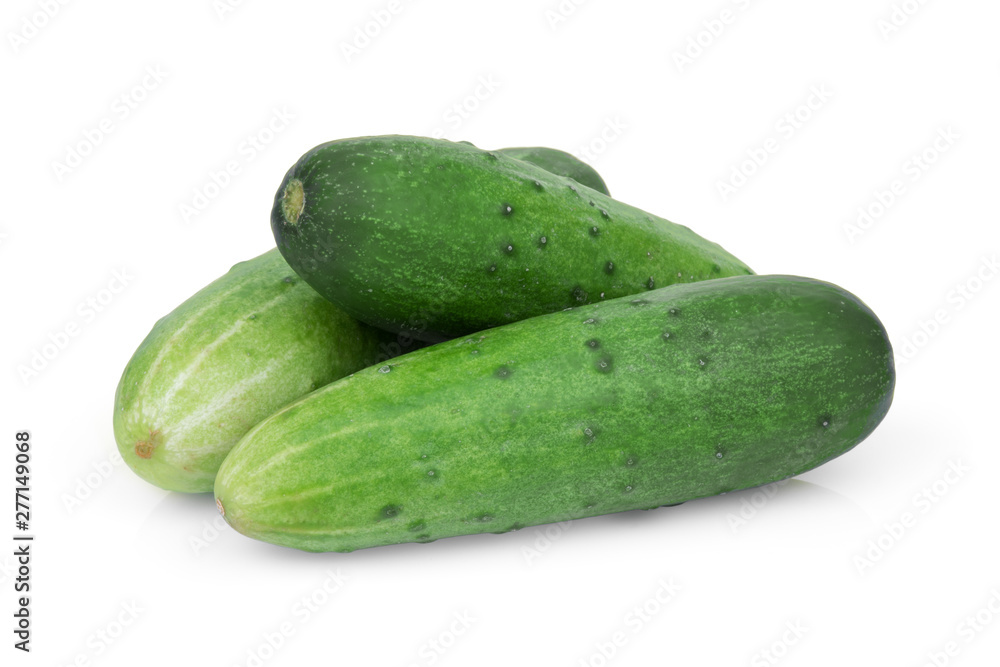 three whole cucumbers isolated on white background three whole cucumbers isolated on white background