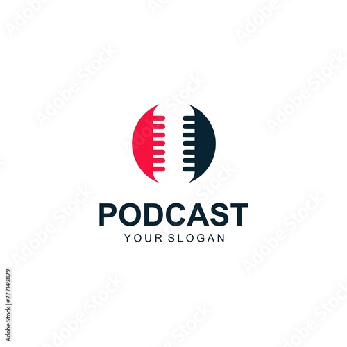 podcast logo template design vector
