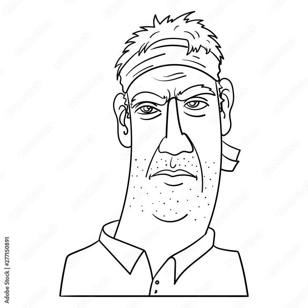 comic vector illustration of the face of a man with a headband. he looks like a warrior and looks suspicious and angry. war, veteran, drawing, doodle, sketch, outline, rambo, karate, face. comic vector illustration of the face of a man with a headband. he looks like a warrior and looks suspicious and angry. war, veteran, drawing, doodle, sketch, outline, rambo, karate, face.