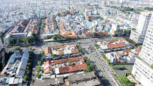Close up the City Buildings and Roads from Aerial View, Saigon © slyellow