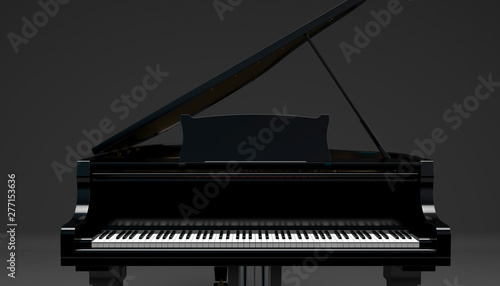 black gard piano on a dark background, 3d illustration