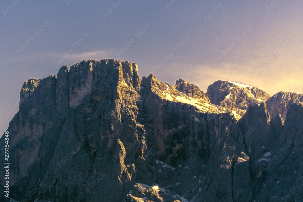 Fototapeta premium glacier on rocky mountain in summer season
